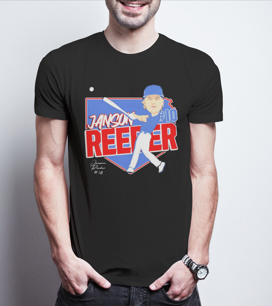 Janson Reeder #10 Baseball Cartoon Map Signature T-Shirt