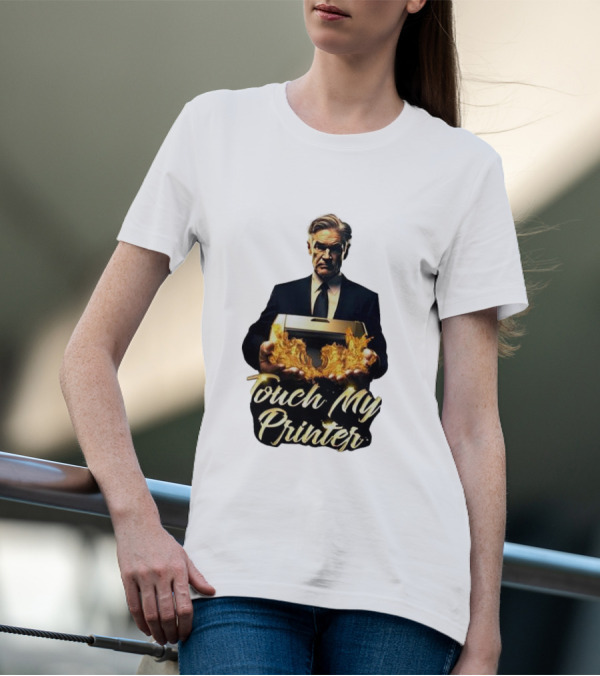 Jerome Powell Touch My Printer Flames Money T-Shirt