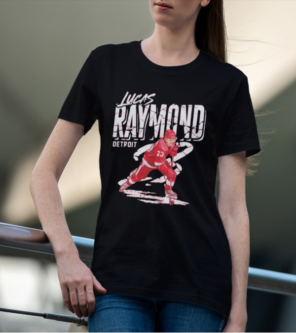 Lucas Raymond Detroit Hockey Player 23 Dynamic Action T-Shirt