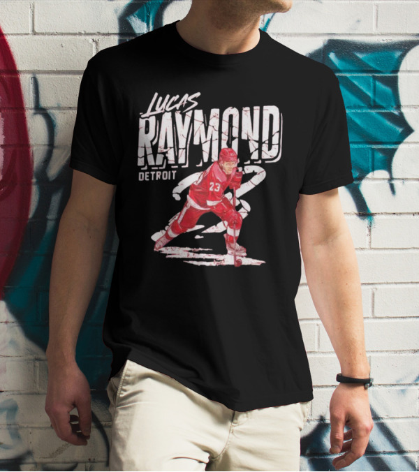 Lucas Raymond Detroit Hockey Player 23 Dynamic Action T-Shirt