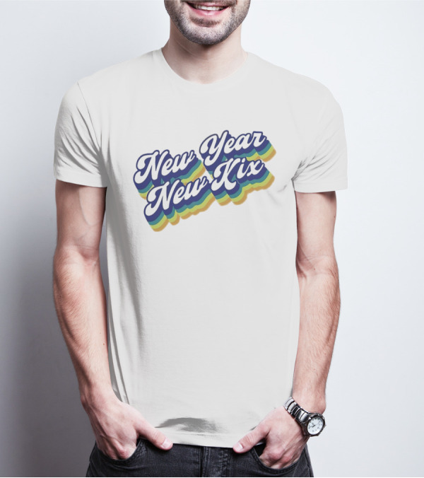 New Year New Kix Retro Colorful Script T-Shirt