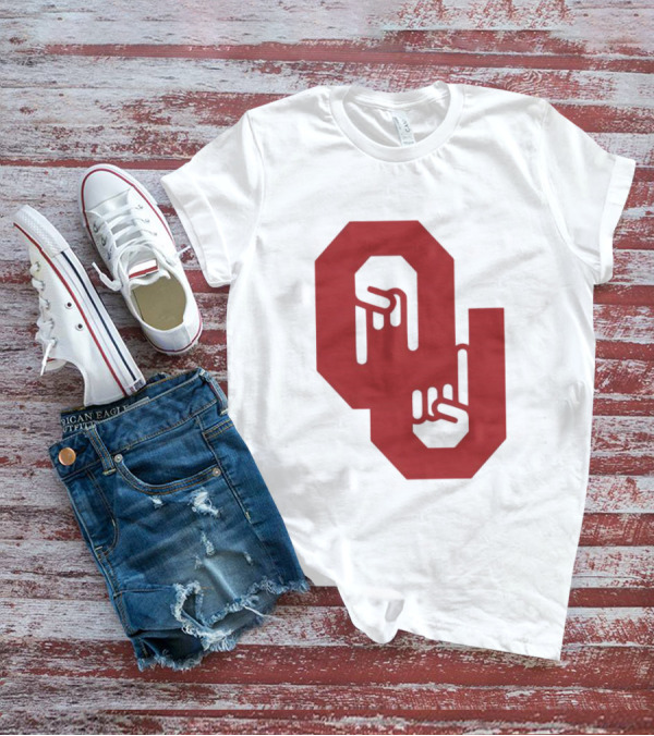 Oklahoma Sooners Logo With Horns Down Hand Gesture T-Shirt