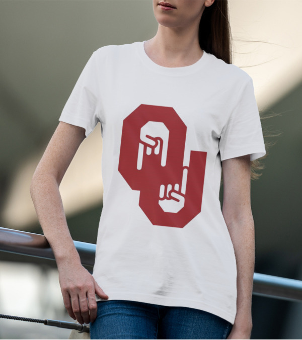 Oklahoma Sooners Logo With Horns Down Hand Gesture T-Shirt