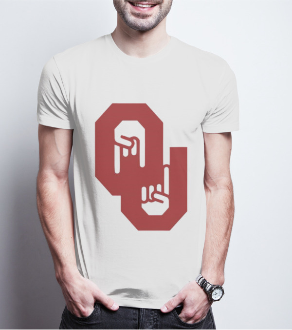 Oklahoma Sooners Logo With Horns Down Hand Gesture T-Shirt