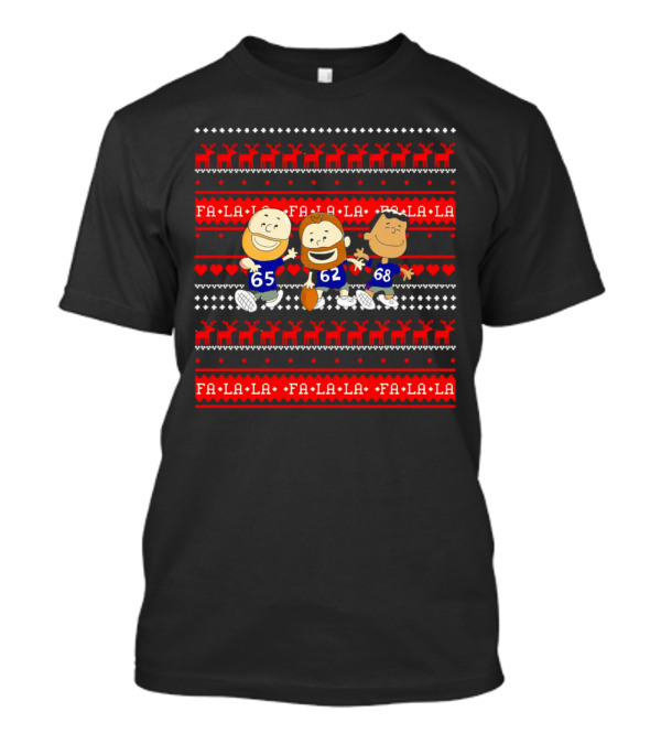 Philadelphia Eagles Lane Johnson Jason Kelce Jordan Mailata Fa La La Christmas Cartoon T-Shirt