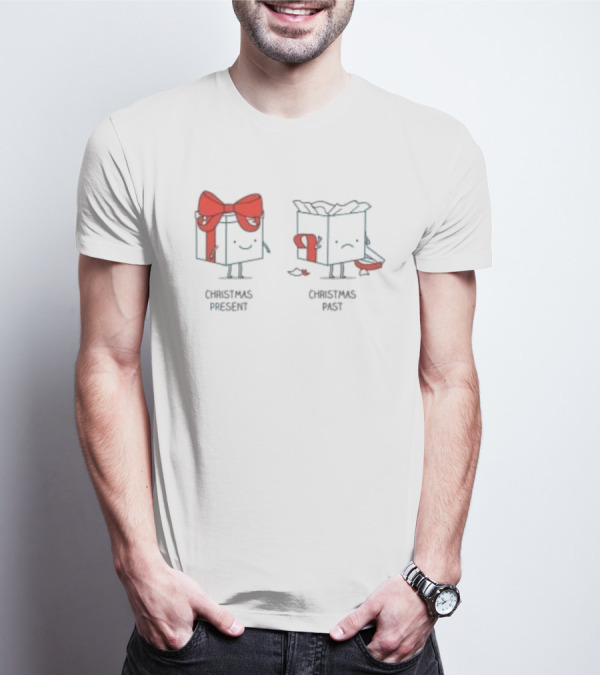 Christmas Present Christmas Past Box Characters With Bows And Expressions T-Shirt