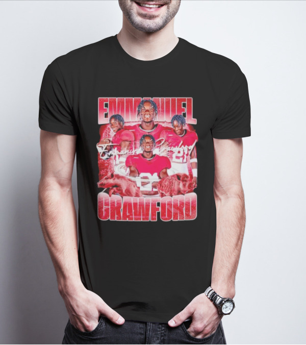 Emmanuel Crawford Arkansas Razorbacks Football Vintage Retro Collage T-Shirt