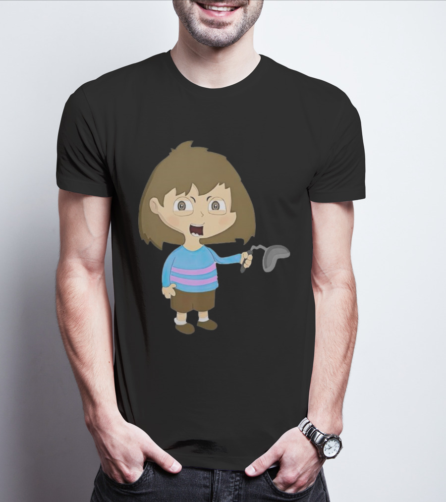 Lhugueny Sou Outfits Blue Striped Sweater Fun Cartoon Gaming Character T-Shirt