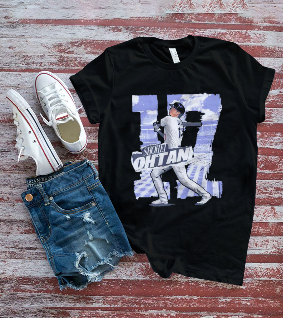 Shohei Ohtani Baseball Cartoon 17 Signature T-Shirt