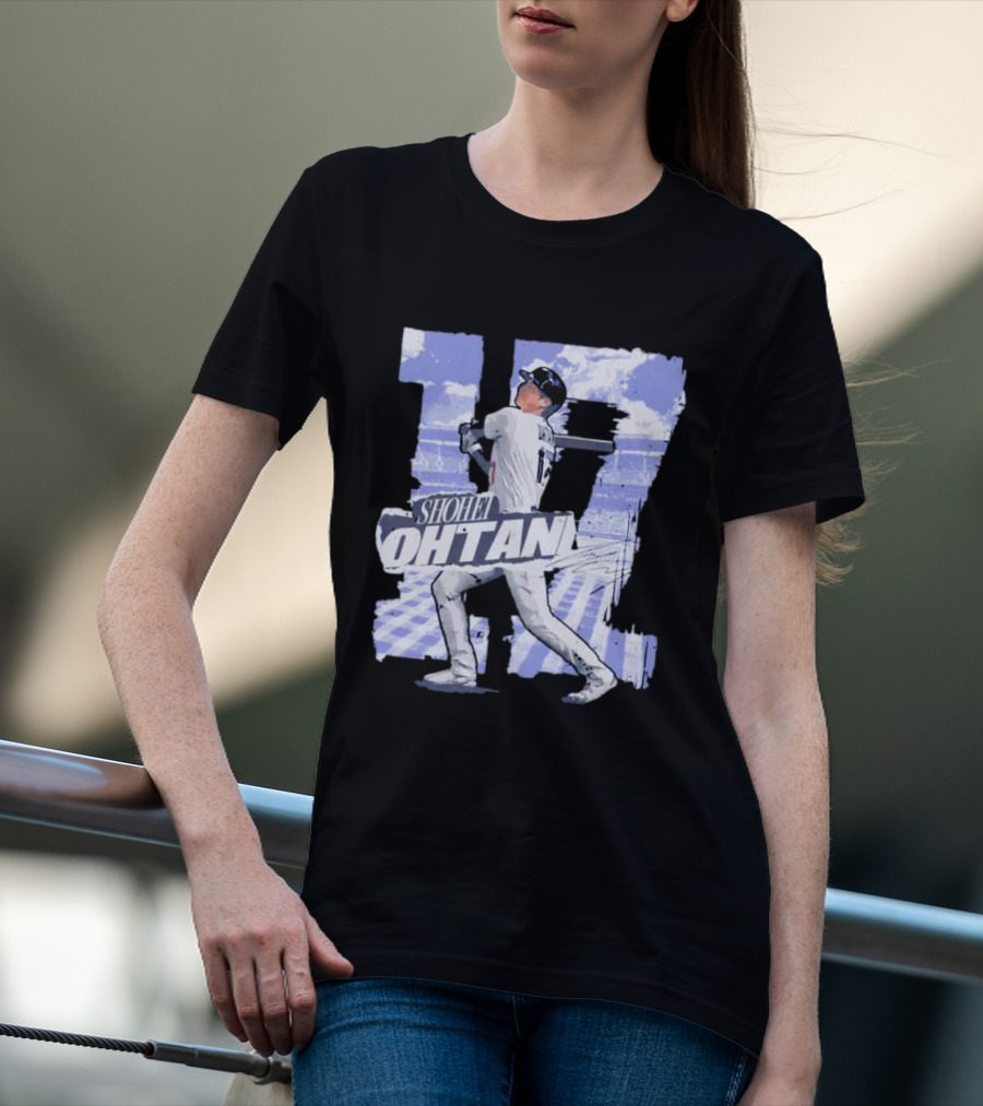Shohei Ohtani Baseball Cartoon 17 Signature T-Shirt