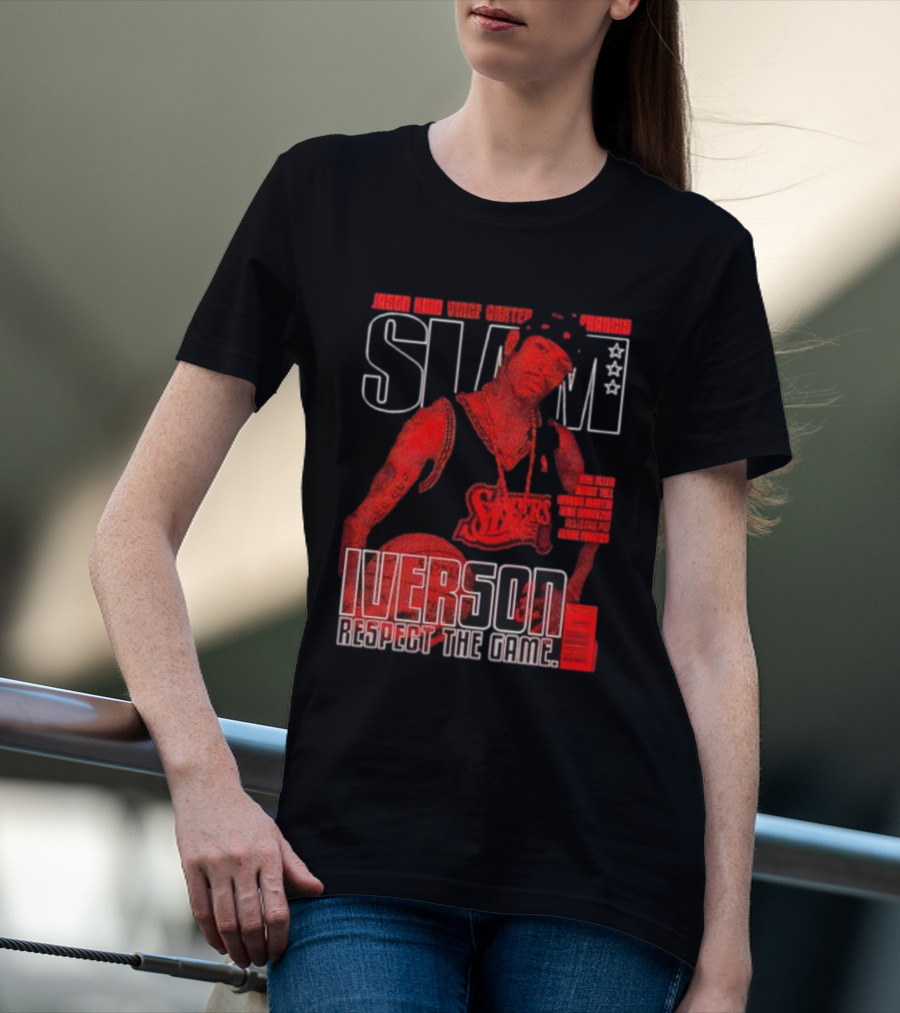 Slam Magazine Allen Iverson Sixers Respect The Game Mural T-Shirt
