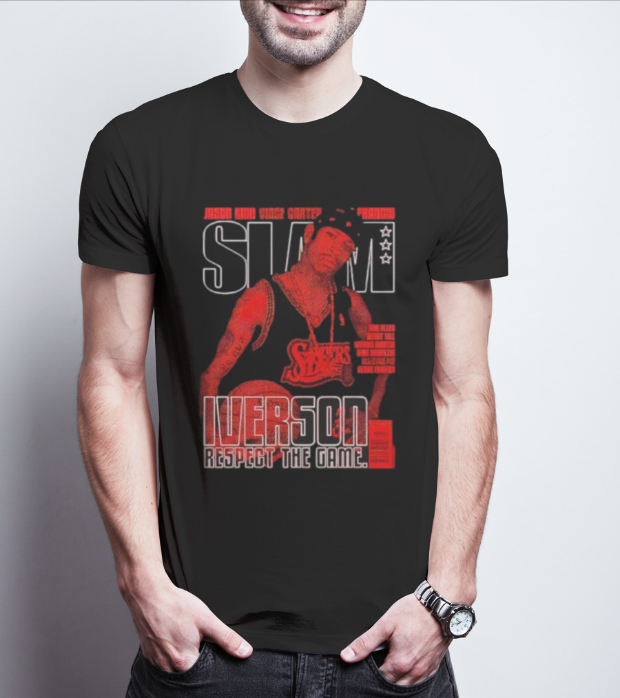 Slam Magazine Allen Iverson Sixers Respect The Game Mural T-Shirt