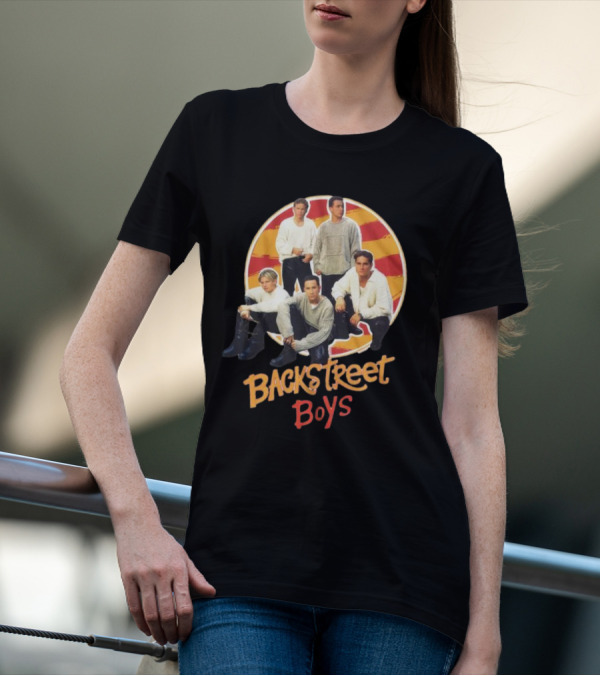 Backstreet Boys Striped Circle Group Image T-Shirt