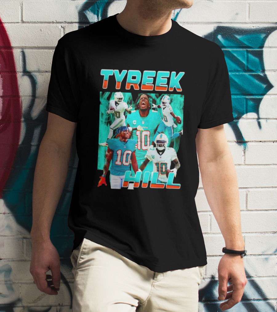 TYREEK HILL Picture Collage Miami Dolphins Football Images T-Shirt