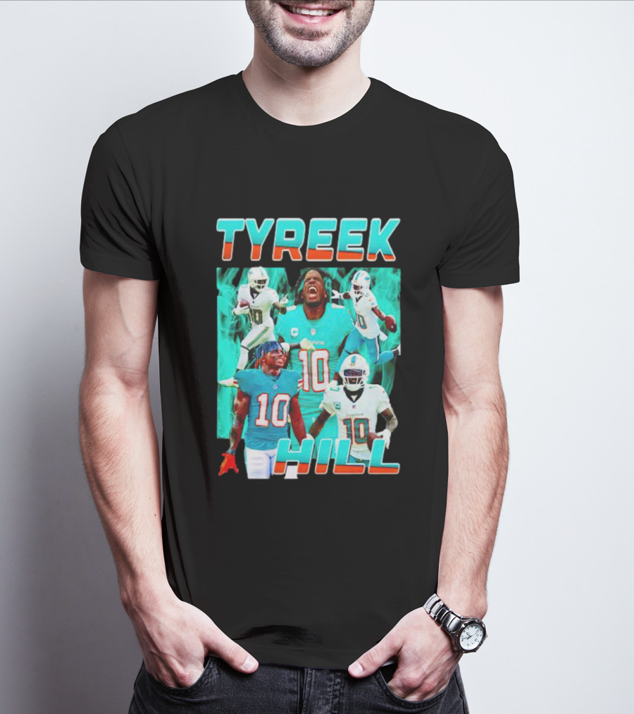 TYREEK HILL Picture Collage Miami Dolphins Football Images T-Shirt