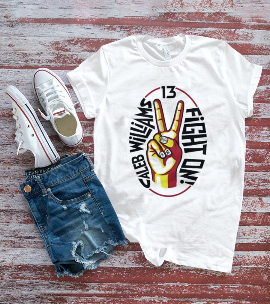 Caleb Williams 13 Fight On USC Trojans Peace Sign T-Shirt