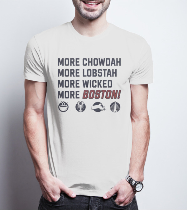More Chowdah More Lobstah More Wicked More Boston Icons Bowl Lobster Hat Bridge T-Shirt
