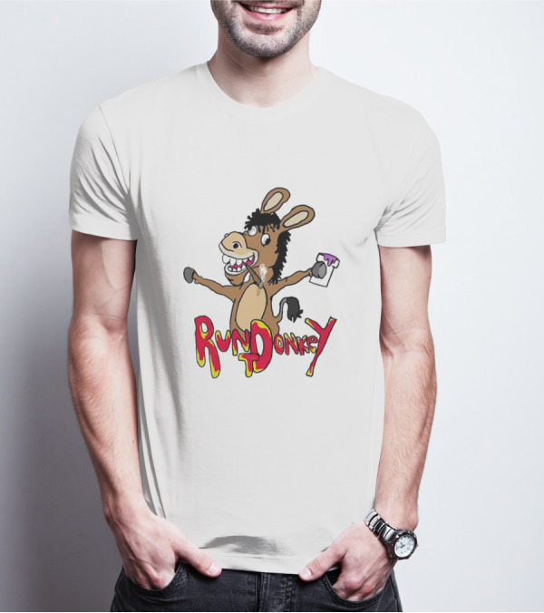 Rund Donkey Cartoon Character With Paint Can T-Shirt