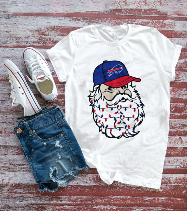 Santa Buffalo Bills Christmas Lights Beard Football T-Shirt