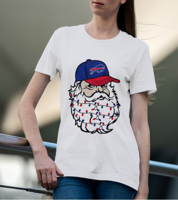 Santa Buffalo Bills Christmas Lights Beard Football T-Shirt