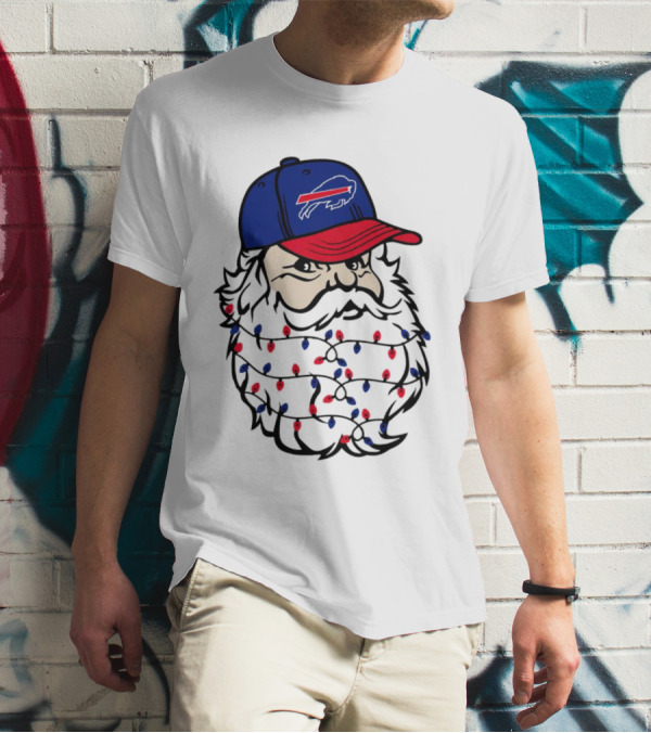 Santa Buffalo Bills Christmas Lights Beard Football T-Shirt