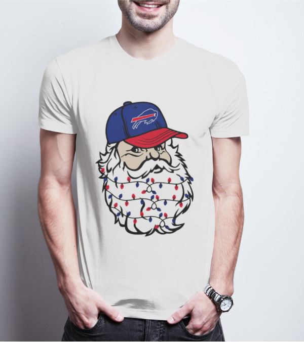 Santa Buffalo Bills Christmas Lights Beard Football T-Shirt