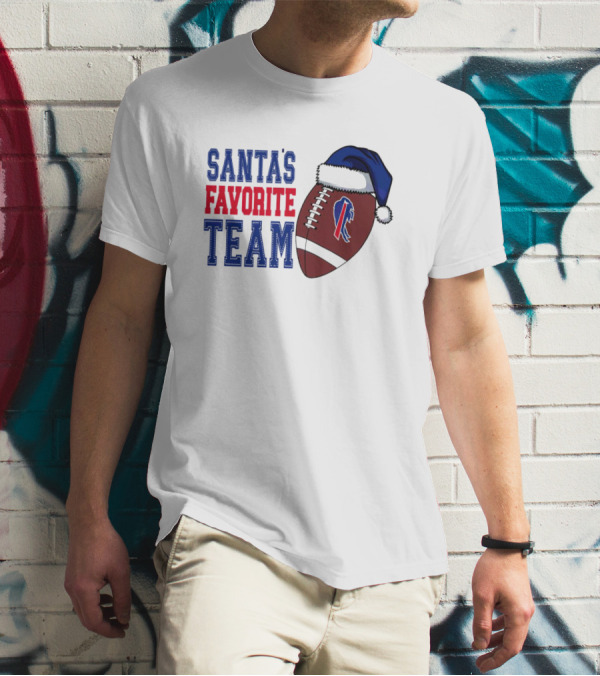 Santa's Favorite Team Buffalo Bills Christmas Football Holiday T-Shirt