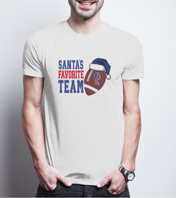 Santa's Favorite Team Buffalo Bills Christmas Football Holiday T-Shirt