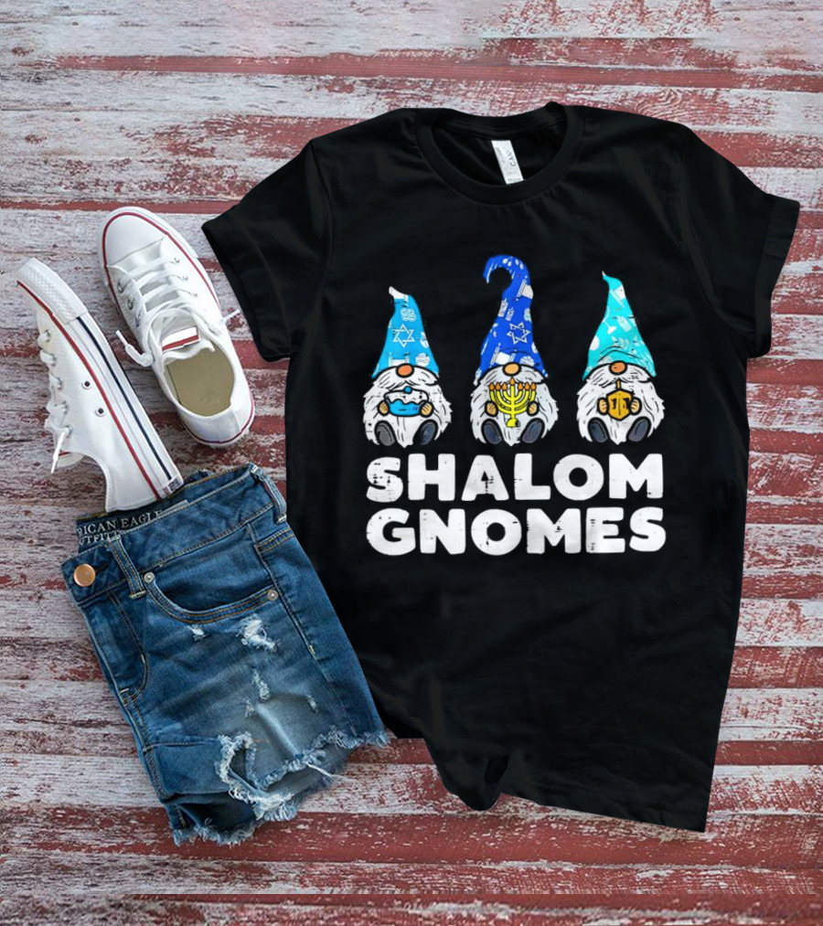 Shalom Gnomes Hanukkah Menorah Star Of David T-Shirt