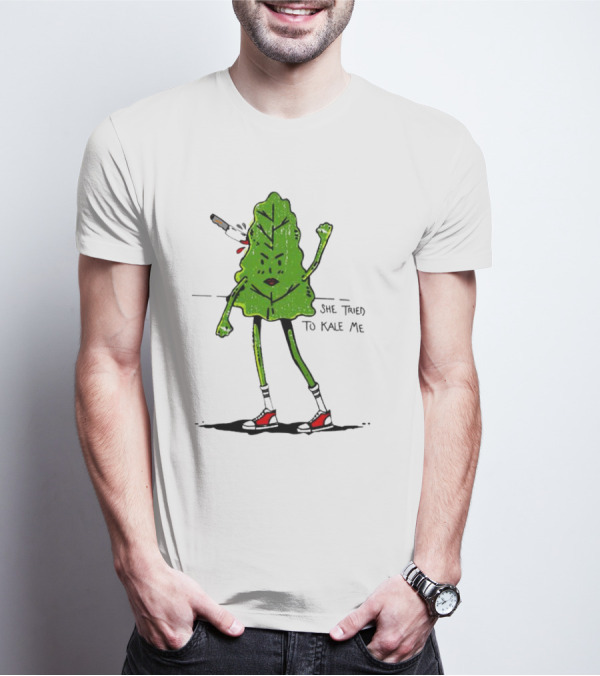 She Tried To Kale Me Smoking Kale Leaf Cartoon In Red Heels T-Shirt