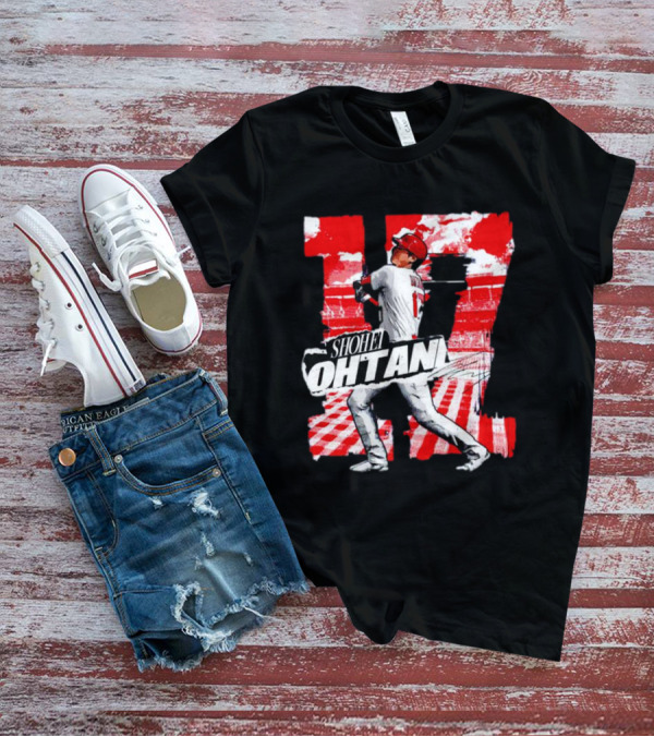 Shohei Ohtani Los Angeles Baseball 17 Cartoon Signature T-Shirt