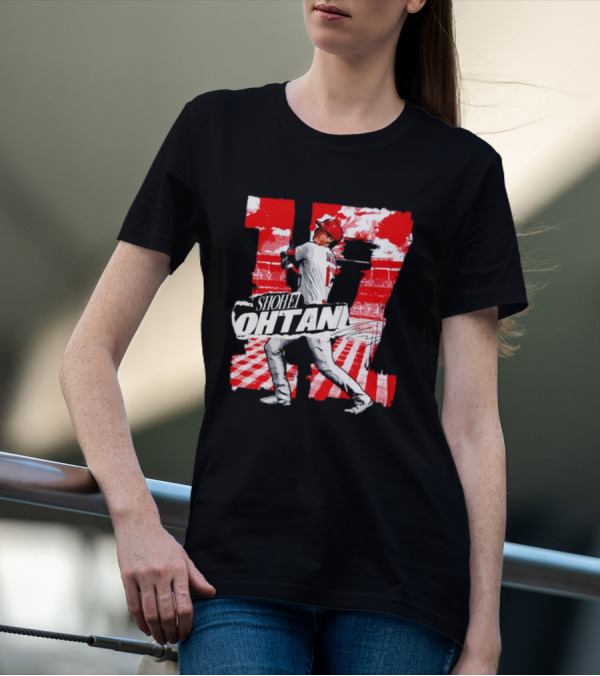 Shohei Ohtani Los Angeles Baseball 17 Cartoon Signature T-Shirt