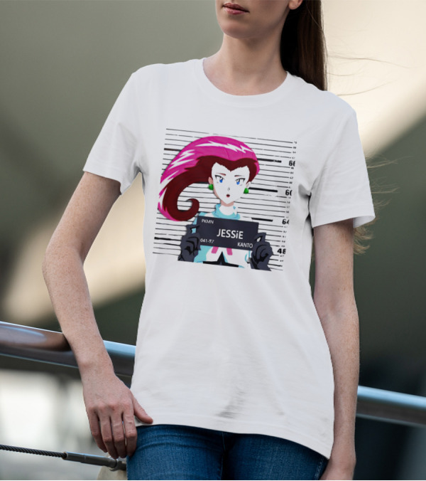 Jessie Mugshot Team Rocket Pokemon Anime T-Shirt