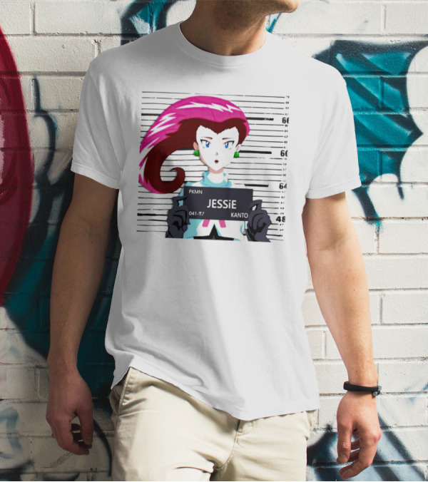 Jessie Mugshot Team Rocket Pokemon Anime T-Shirt