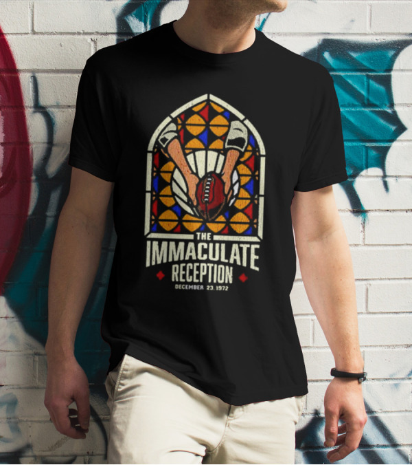 The Immaculate Reception December 23, 1972 Stained Glass Football Catch T-Shirt
