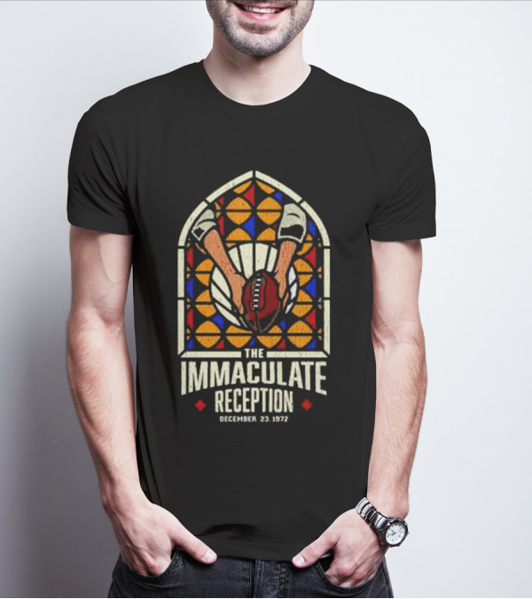 The Immaculate Reception December 23, 1972 Stained Glass Football Catch T-Shirt