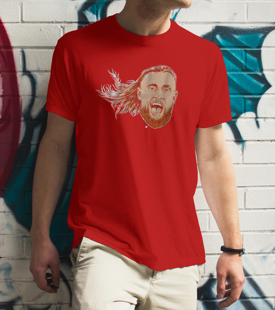George Kittle Swag Head 49ers Red Beard Roaring Face T-Shirt