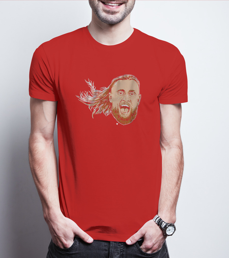 George Kittle Swag Head 49ers Red Beard Roaring Face T-Shirt