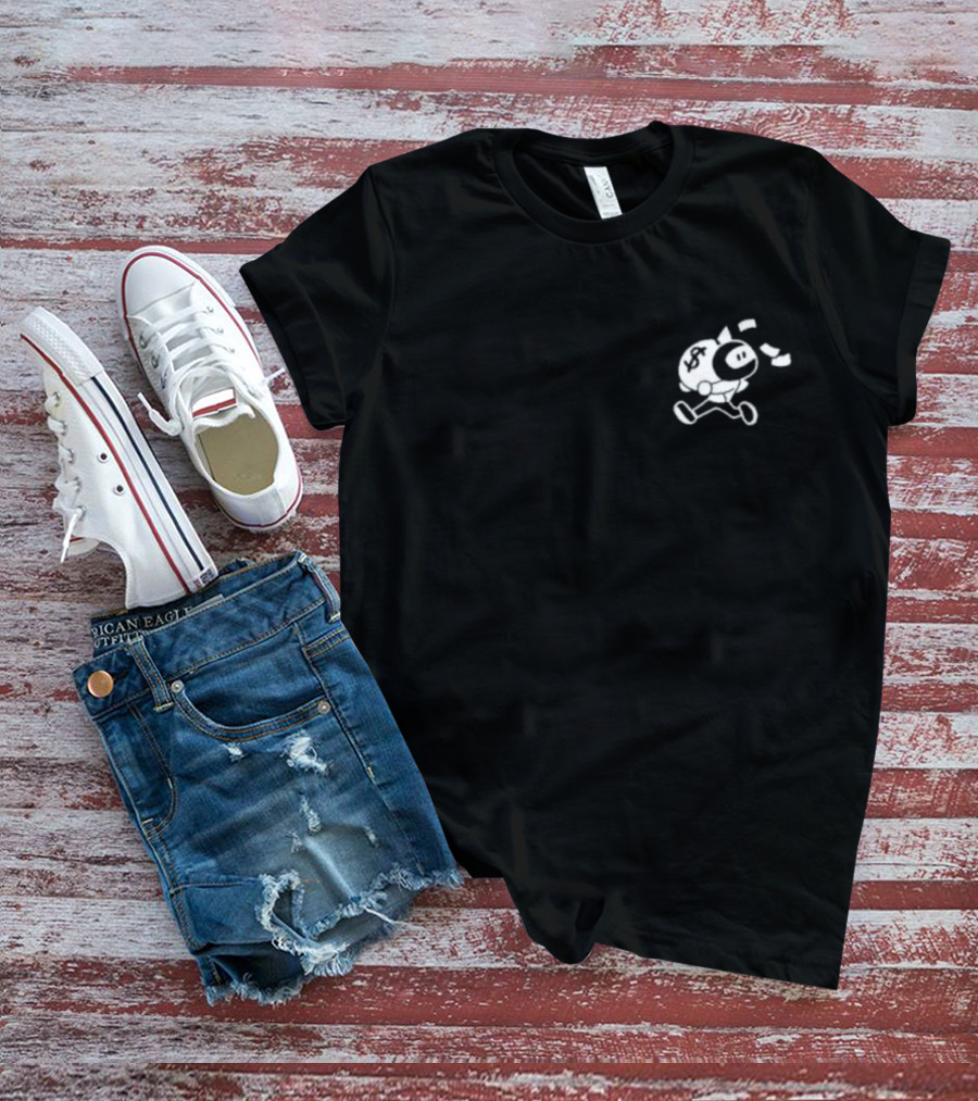 Cleanbois Monarch Running Piggy Bank With Dollar Bills T-Shirt