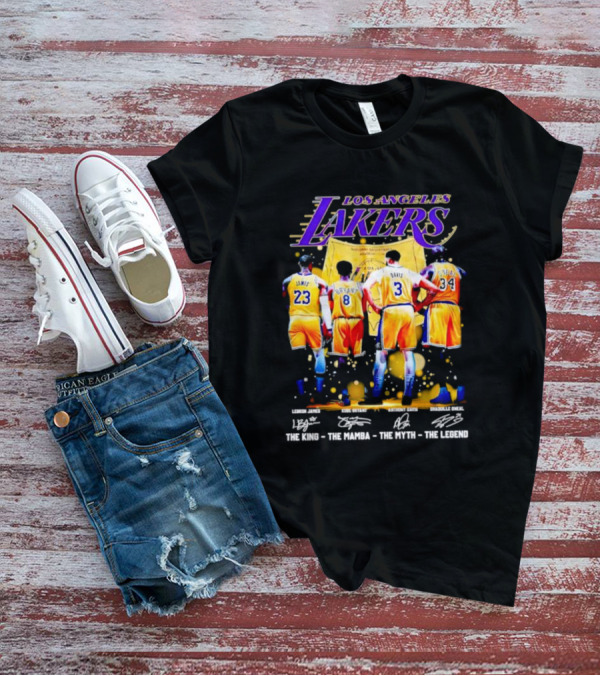 Los Angeles Lakers LeBron James Kobe Bryant Anthony Davis Shaquille O'Neal The King The Mamba The Myth The Legend T-Shirt
