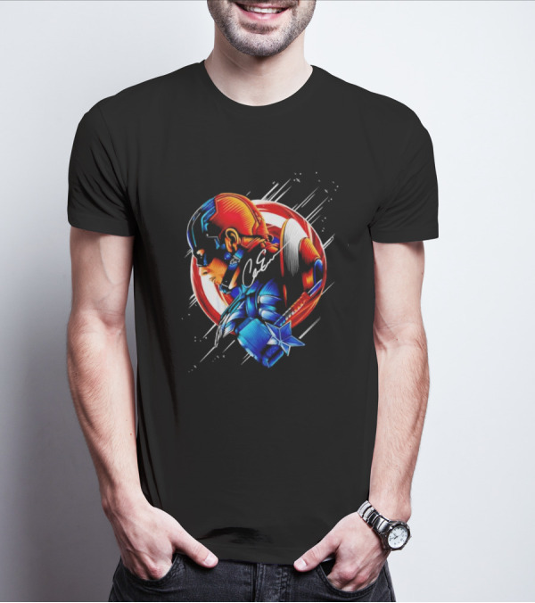 Captain America Profile With Shield Signature T-Shirt