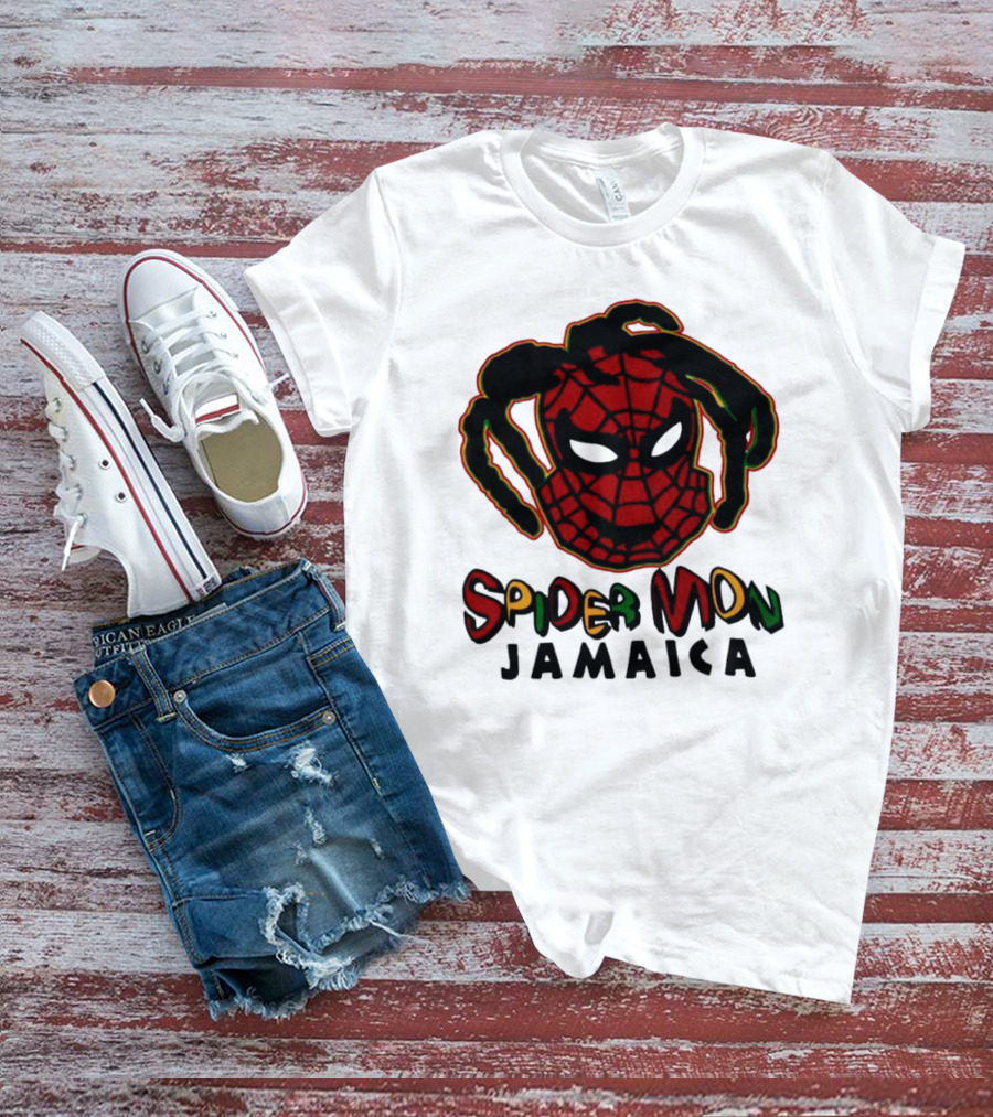 Spider Mon Jamaica Rasta Colors Face T-Shirt