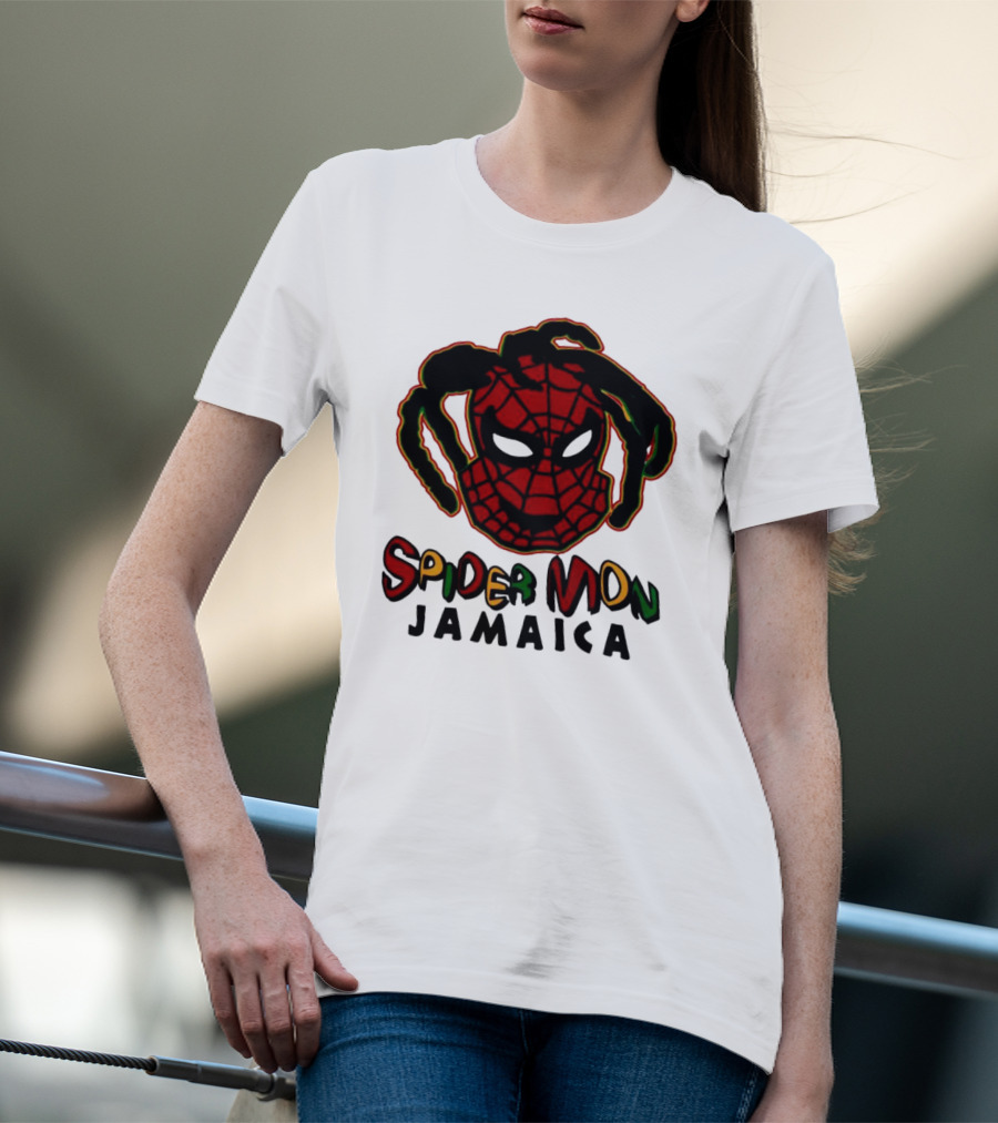 Spider Mon Jamaica Rasta Colors Face T-Shirt