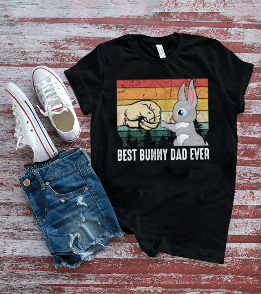 BEST BUNNY DAD EVER Vintage Fist Bump With Rabbit T-Shirt