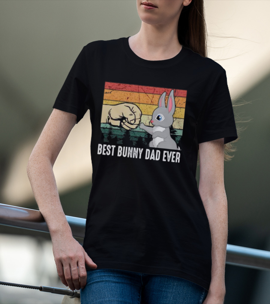 BEST BUNNY DAD EVER Vintage Fist Bump With Rabbit T-Shirt