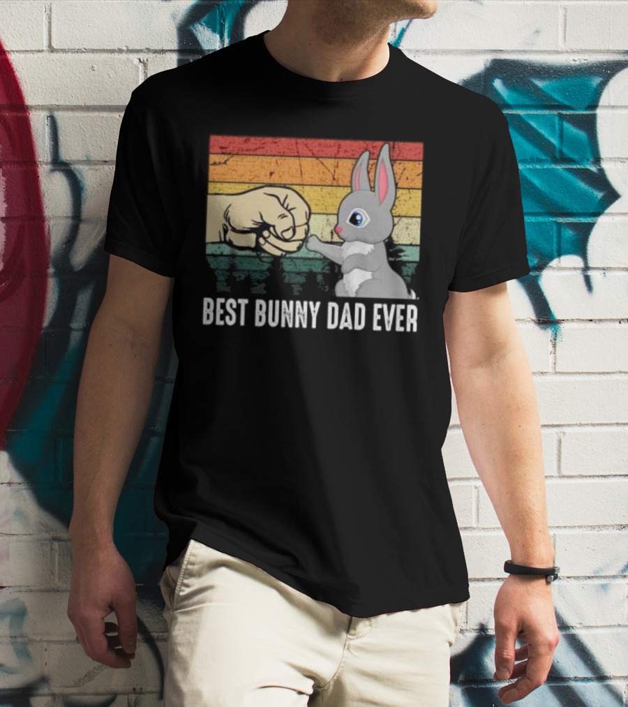 BEST BUNNY DAD EVER Vintage Fist Bump With Rabbit T-Shirt
