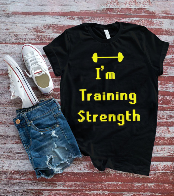 I'm Training Strength Retro Pixel Dumbbell T-Shirt
