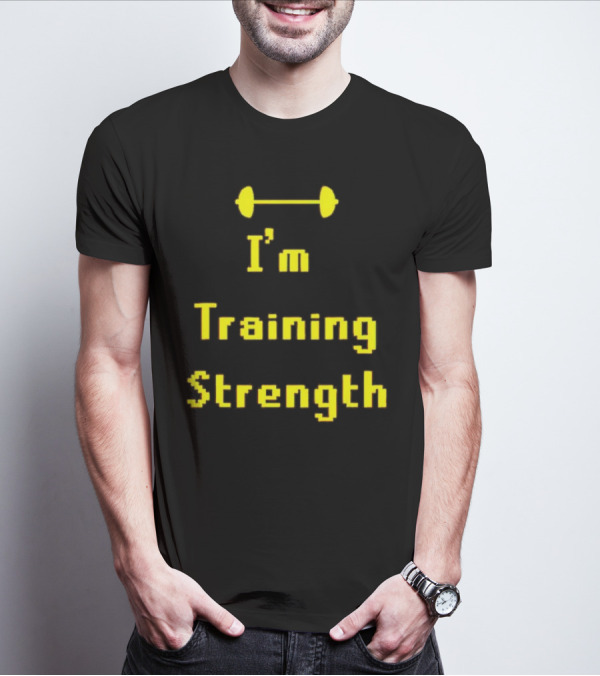 I'm Training Strength Retro Pixel Dumbbell T-Shirt