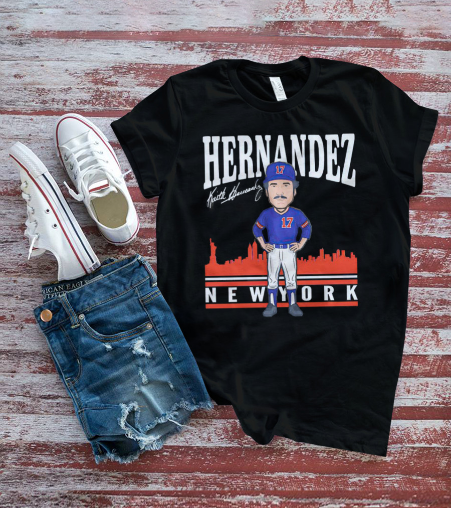 Hernandez Keith Hernandez Caricature New York 17 Signature T-Shirt