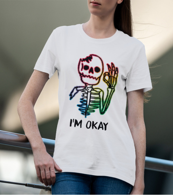 Skeleton Pride Gay Rainbow I'm Okay T-Shirt